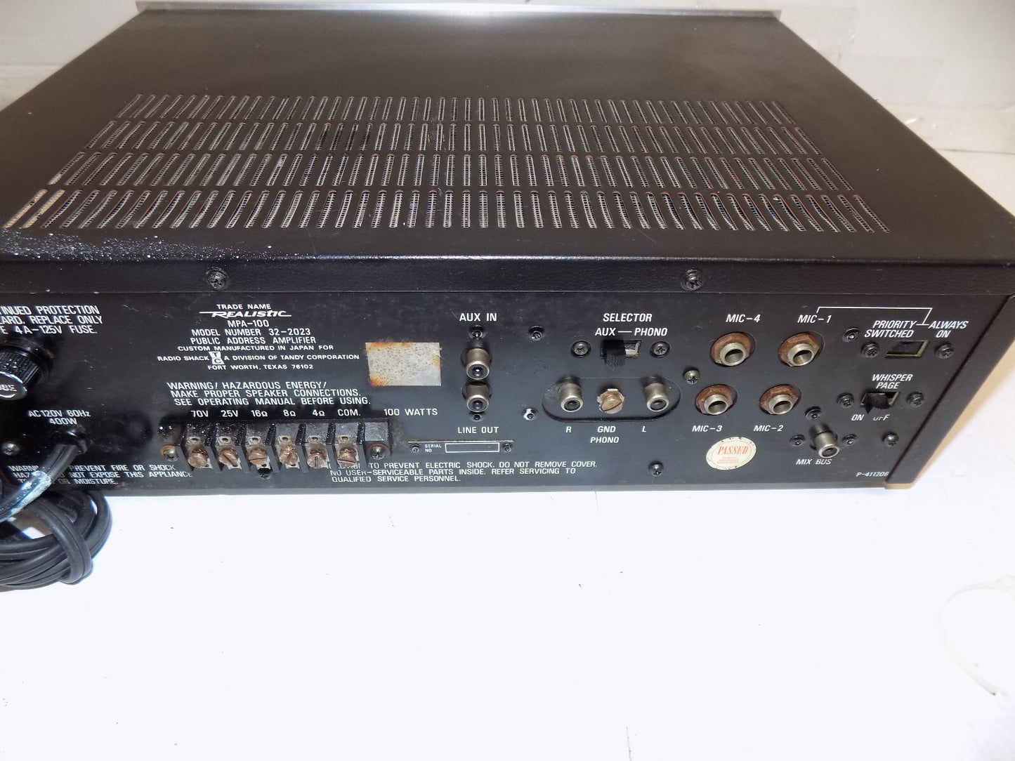 Vintage Realistic MPA-100 STEREO PA 100 WATT Amplifier