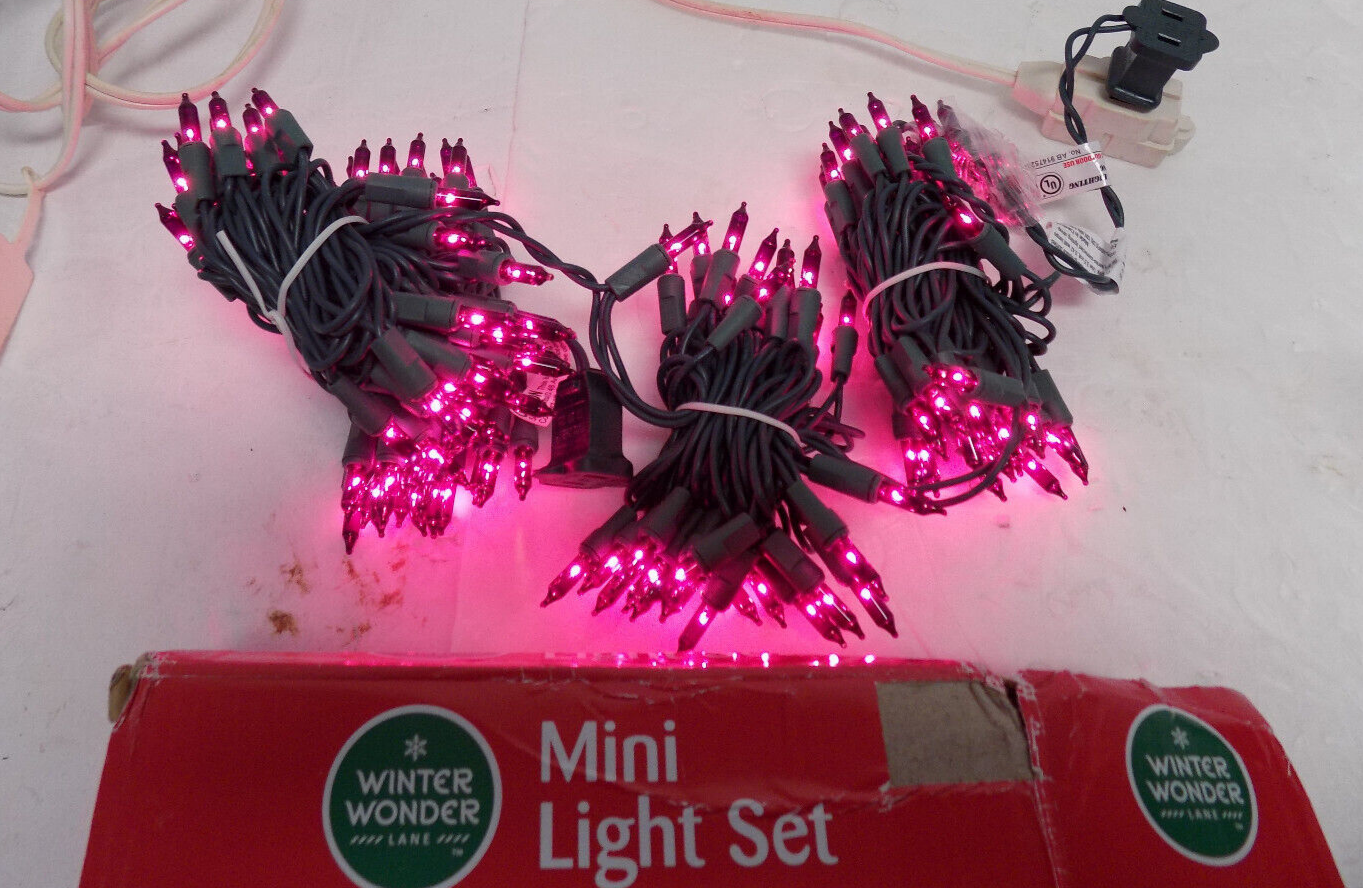 140 Lights Purple String Lights Christmas Mini Light Set Lighted length 28'