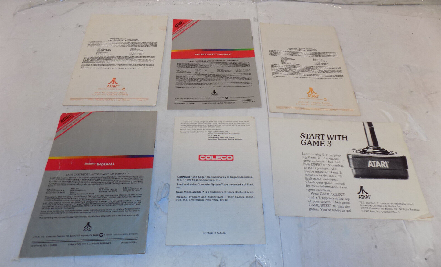 Lot of 6 Vintage 1980's Atari Video Game Instruction Booklets