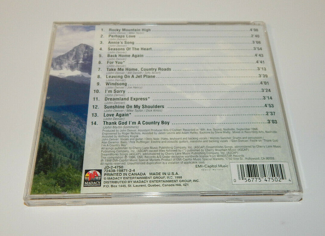 The Best of John Denver Music CD 14 Songs 1988 Madacy Entertainment