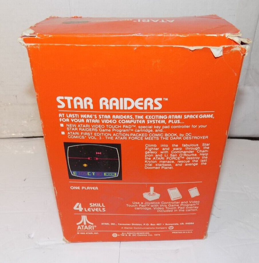 Atari 2600 Star Raiders Game Cartridge with Comic Touch Pad Set CX2660-1
