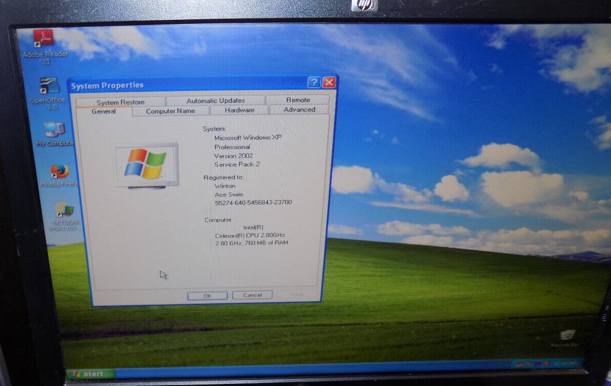 Gateway 2100-e Desktop Computer System Win XP Celeron 2.8GHZ 760mb RAM 40 GB HDD