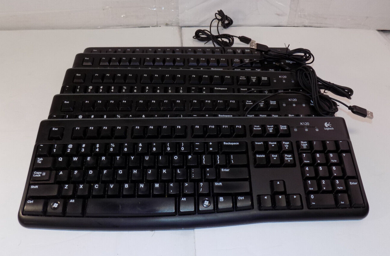 Lot of 5 Logitech K120 USB Keyboards