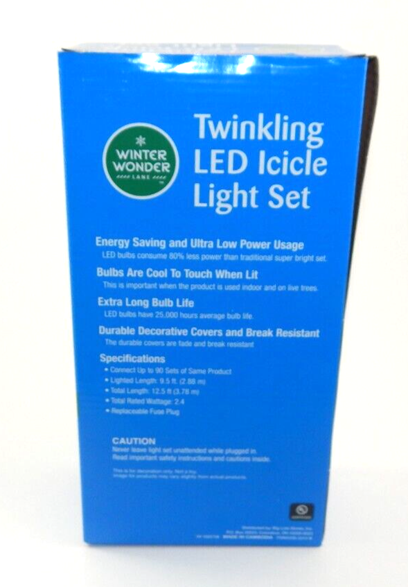 Winter Wonder Lane Blue Twinkling LED Icicle Light Set 20-Lights