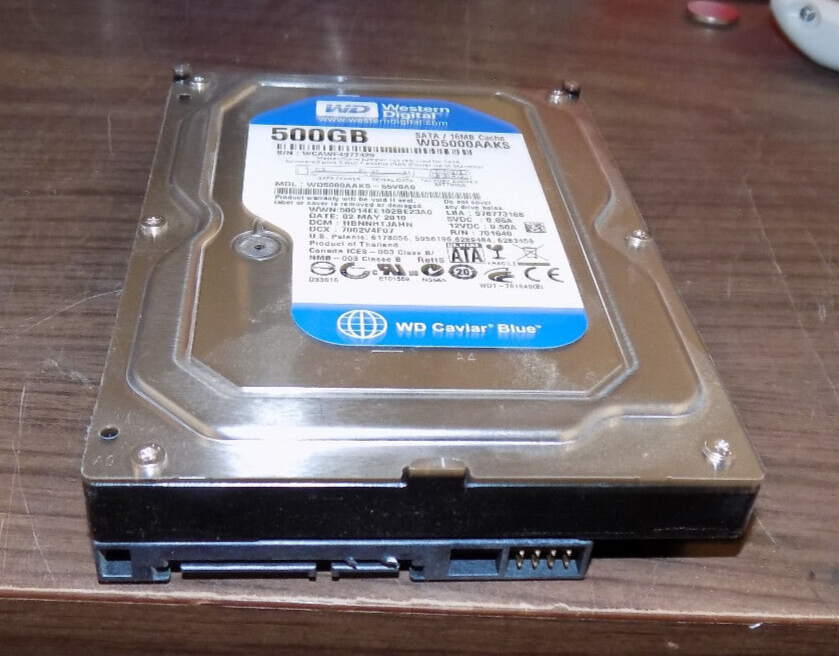Western Digital 500GB Hard Drive Model WD5000AAKS-55V0A0 Caviar Blue