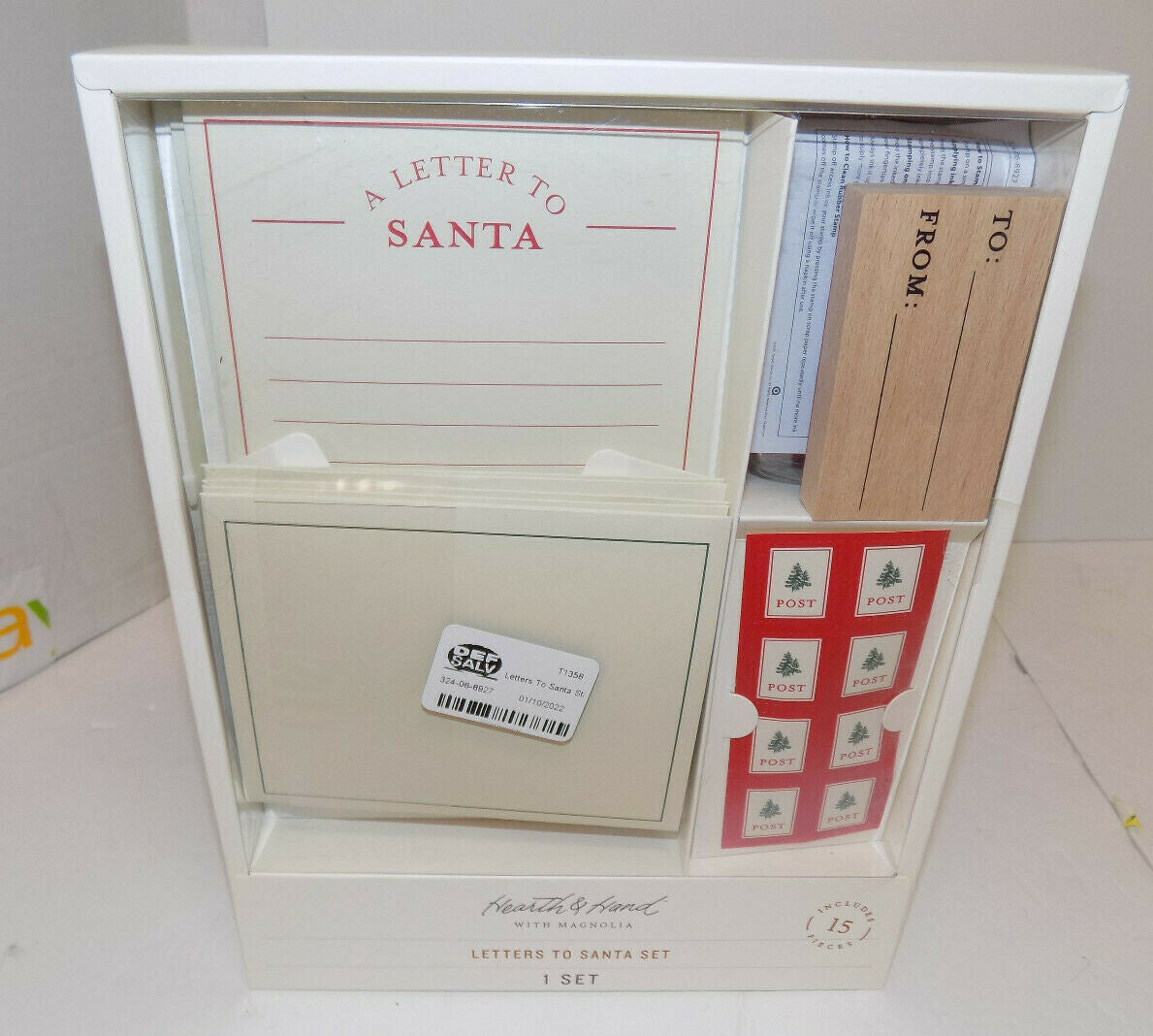 New Hearth & Hand Letters To Santa Stationary Set 5pc Set Cards Stickers Stamp