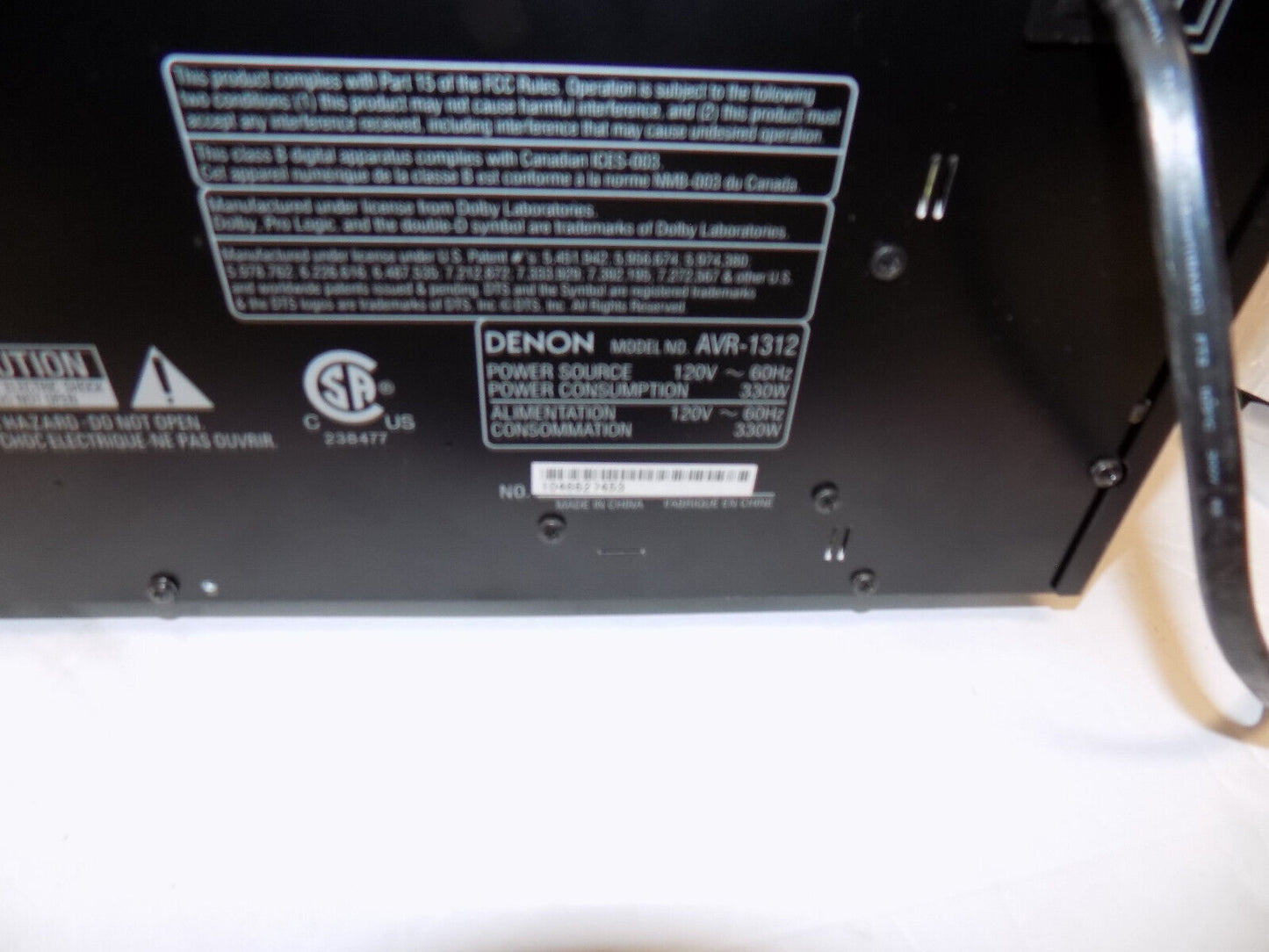Denon AVR-1312 5.1 AV Surround Sound Receiver Dolby/DTS/HDMI/3D