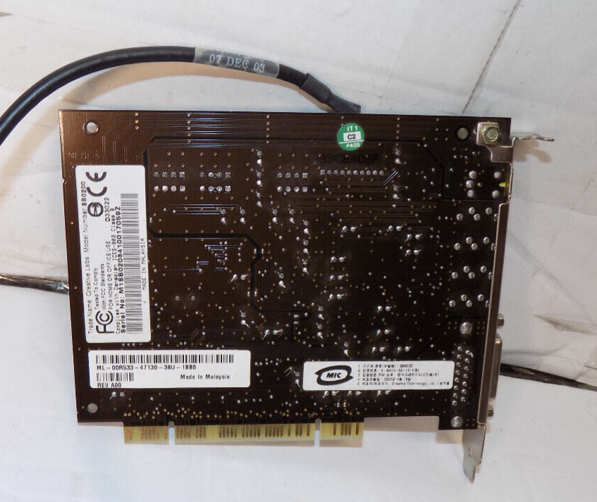 Creative Labs Sound Blaster Live PCI Surround Sound Card Model SB0200