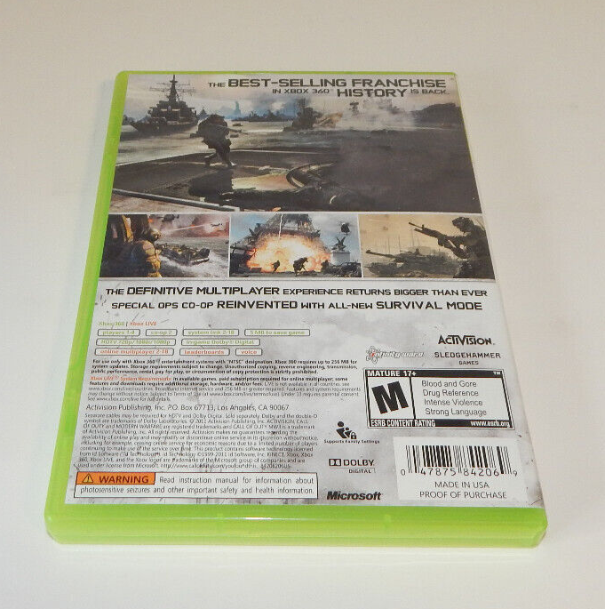 XBOX 360 Call Of Duty Modern Warfare MW3 Video Game NTSC