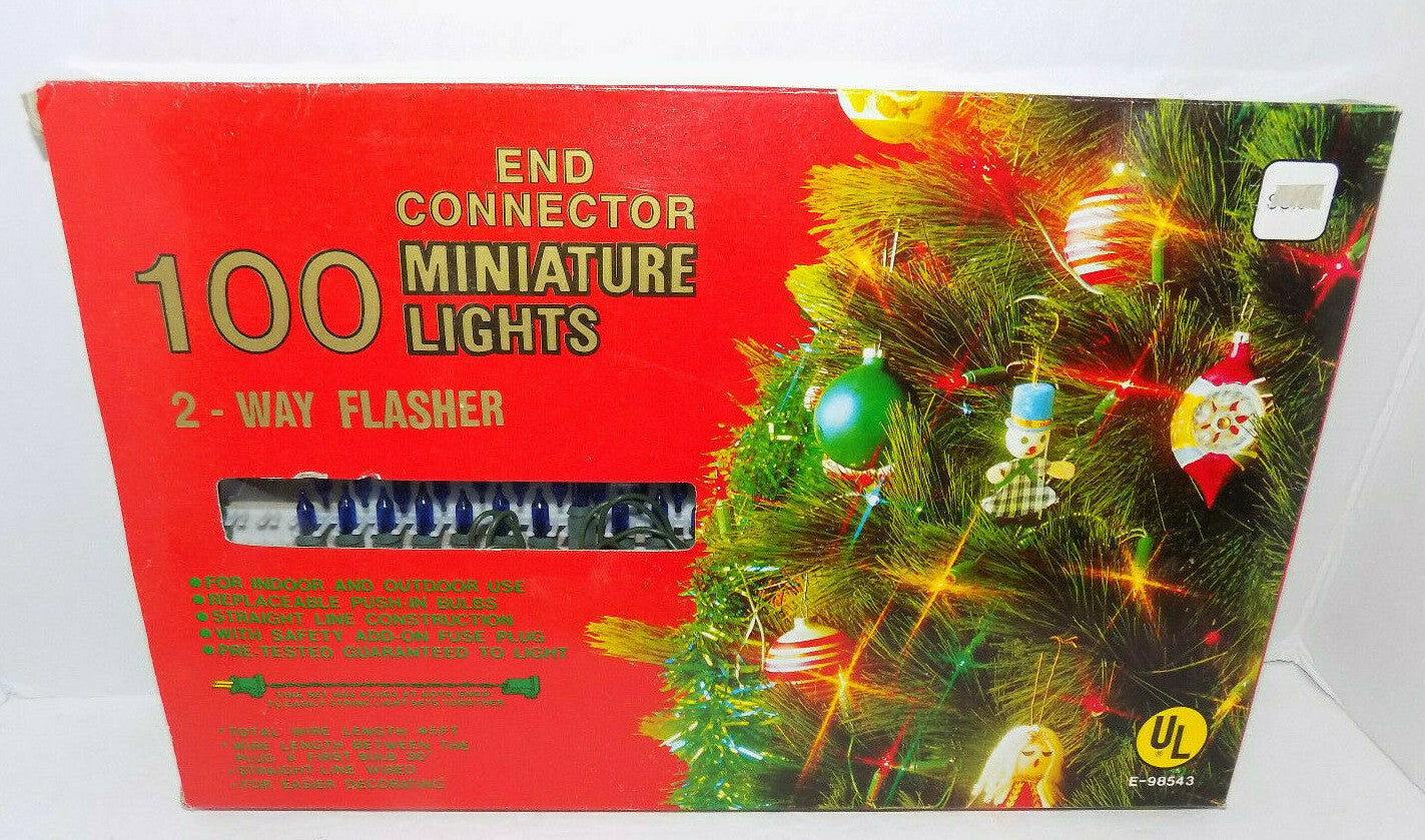 Vintage Freddy's 100 Blue Miniature Christmas Light Set NIB