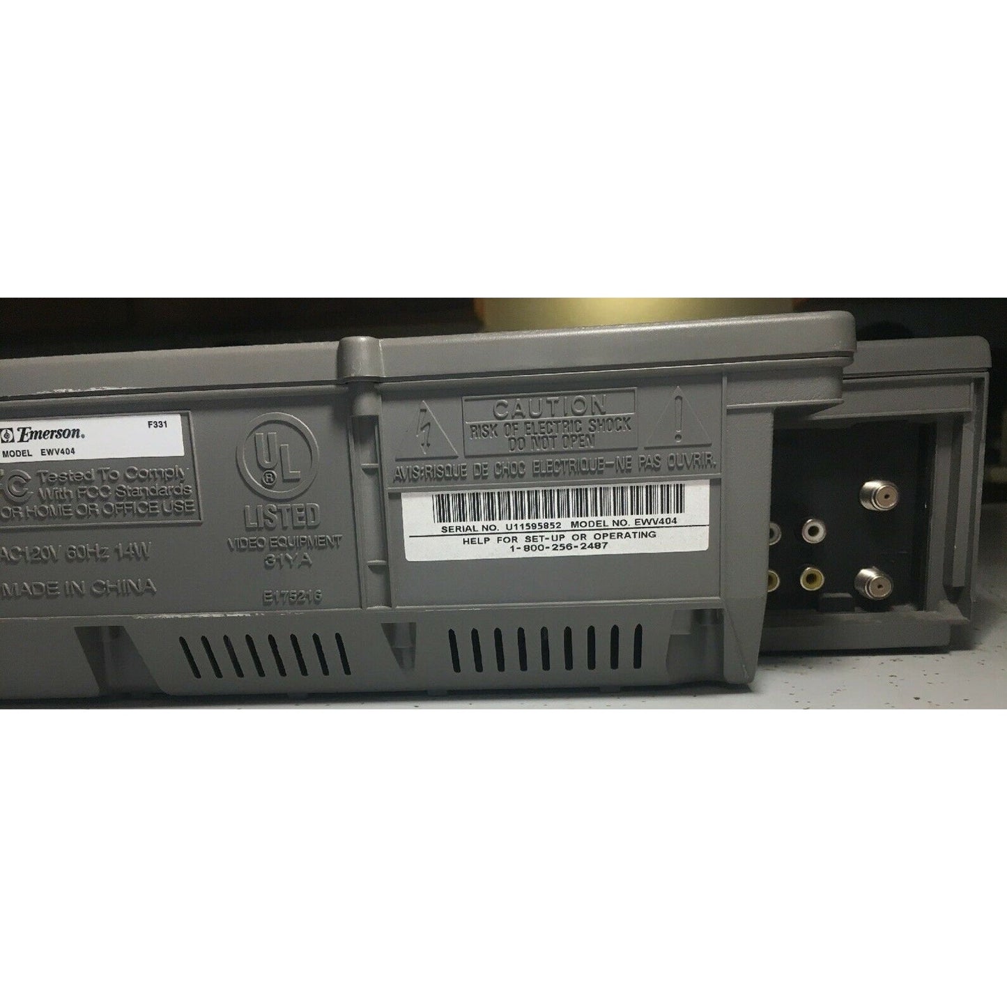 Emerson EWV404 Mono VHS VCR VHS Player With Remote, A/V Cables & Hdmi Adapter