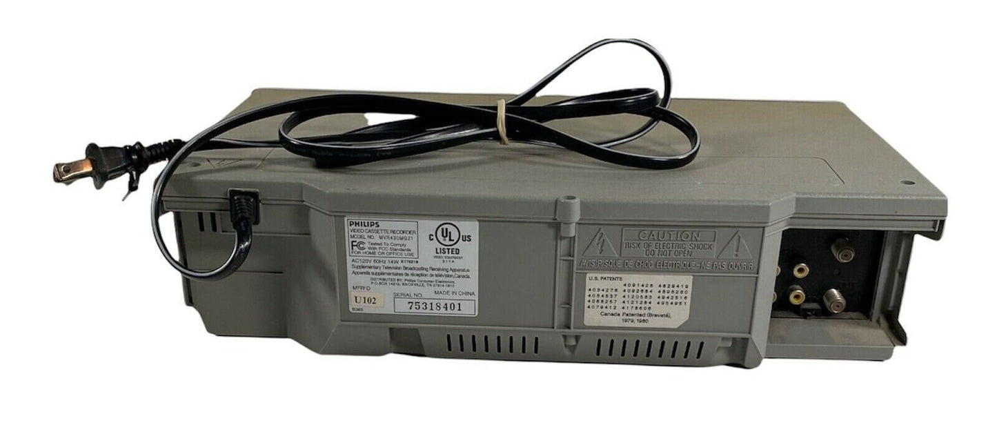 Magnavox MVR430 Stereo VHS VCR With Remote Control and TV Cables