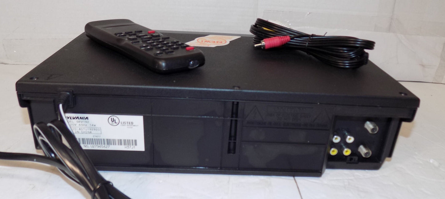 Sylvania SRV192 Mono VHS VCR Player Recorder with Remote and Cables