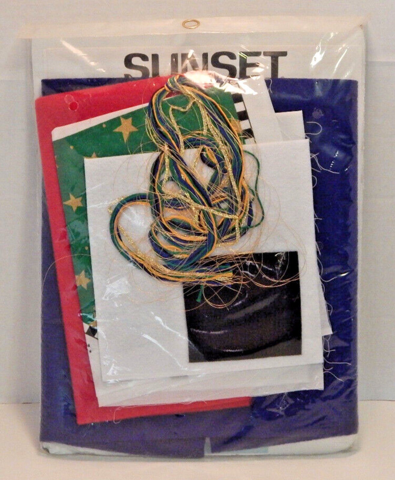 Vintage 1997 Sunset Santa Christmas Stocking Felt Needlepoint Kit 15 Inch