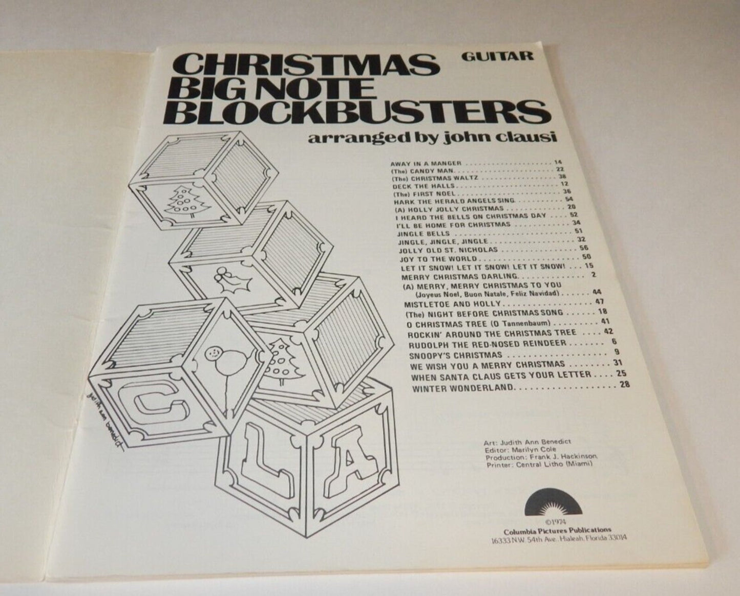 Christmas Big Note Blockbuster Guitar Chords Vocal Music Book John Clausi 1974