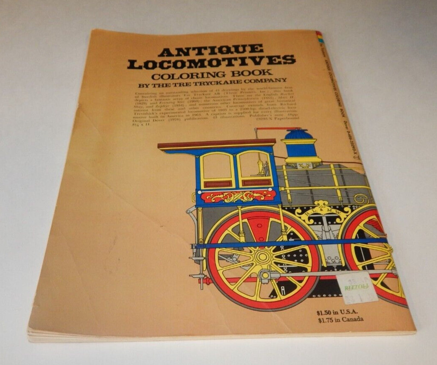 Vintage 1976 Antique Locomotives Coloring Book Locomotive History
