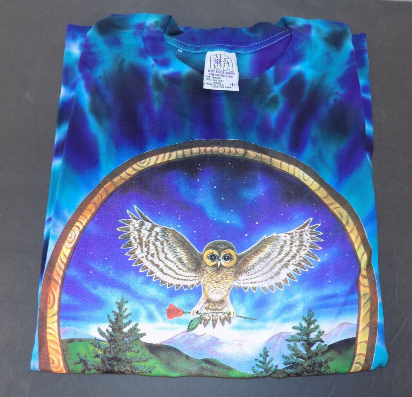 Grateful Dead Eugene 1993 Oregon Concert Owl w/ Rose Short Sleeve T Shirt Large