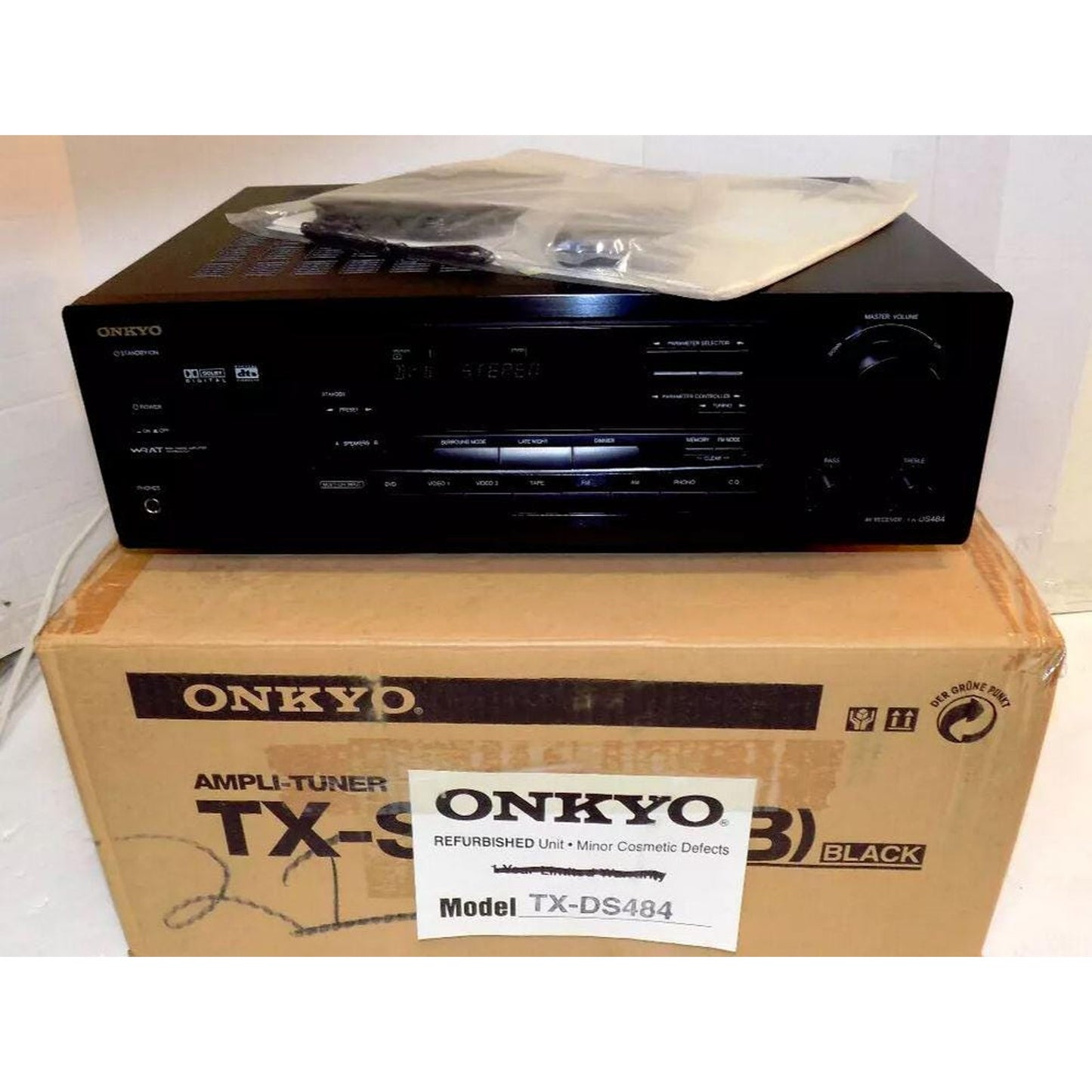 ONKYO TX-DS 484 A/V Surround Sound Stereo Receiver 5.1 Factory Refurbished