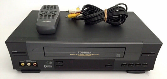 Toshiba W-528 Stereo 4 head VHS VCR Vhs Player with Remote, Cables & HDMI Adapter