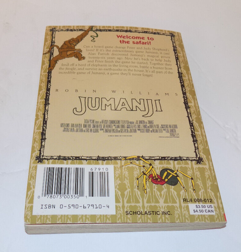 JUMANJI movie softback storybook  1995 TriStar ROBIN WILLIAMS