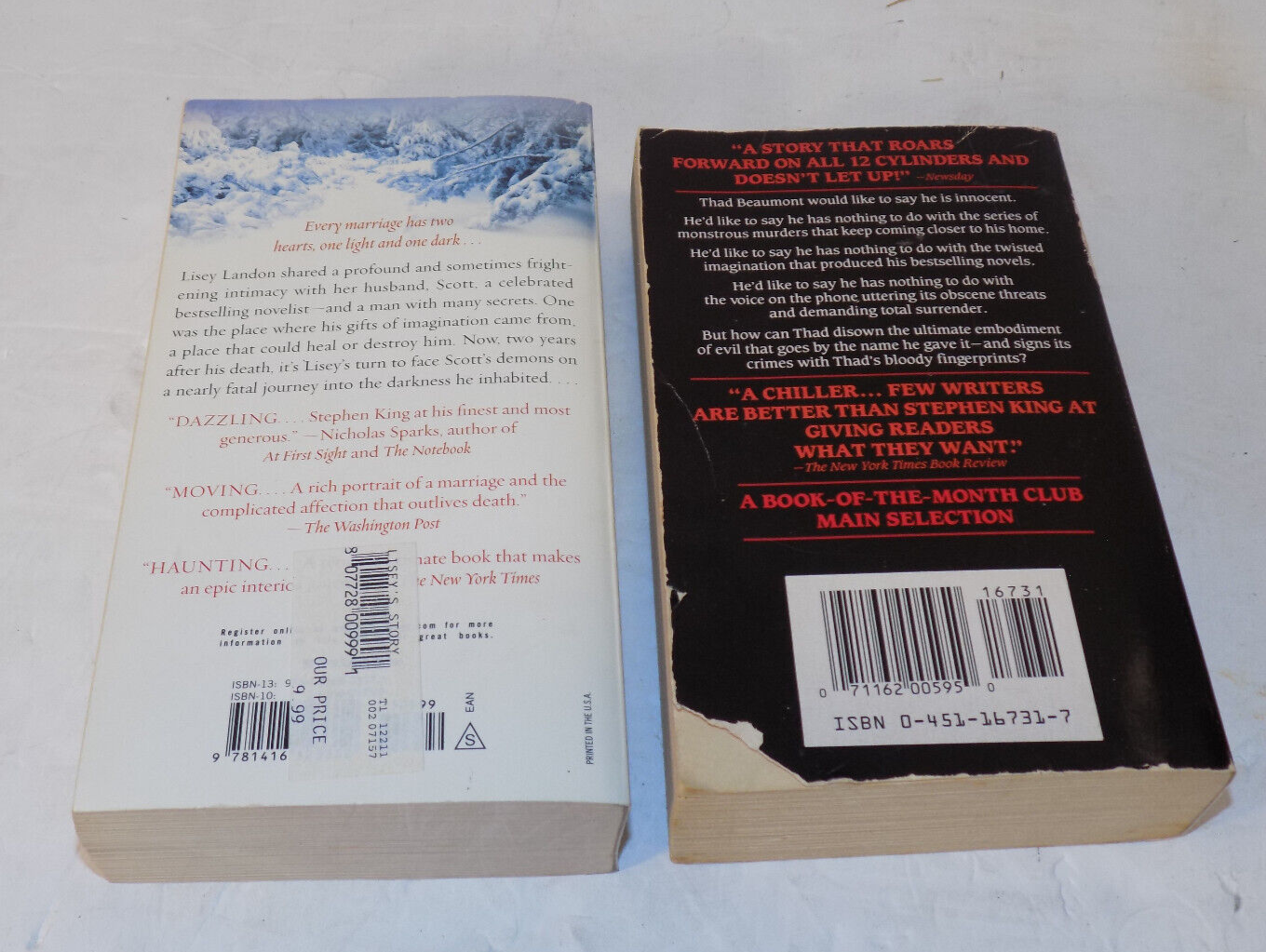Stephen King The Dark Half and Lisey's Store Paperback Novels