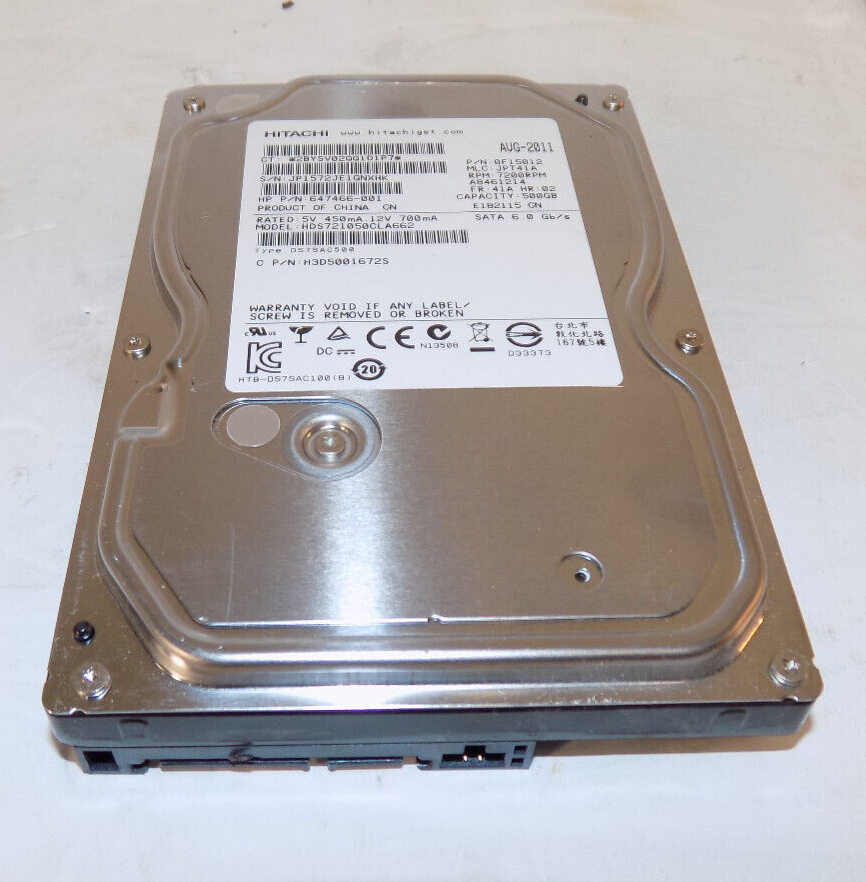 Hitachi HDS721050CLA662 500GB 3.5" SATA Hard Disk Drive