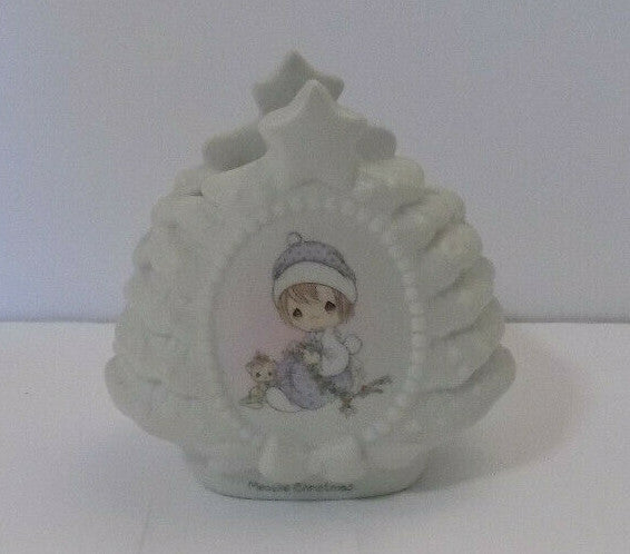 Precious Moments Meowie Christmas Tree Shaped Candle Holder 1994