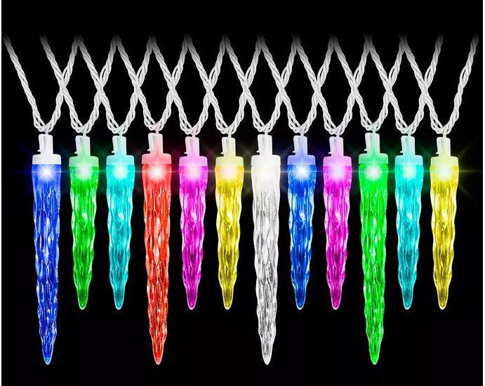 Gemmy ColorMotion Multi-Color LED Icicle Christmas Light Set, 24-Lights 23ft