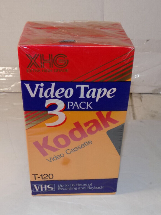 3 Pack Kodak Video Cassette VHS Tapes T-120 6 Hours XHG New
