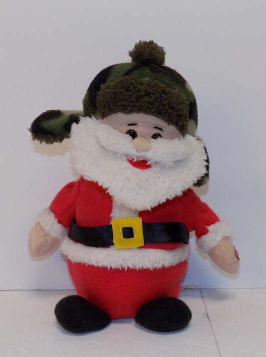Gemmy 10" Santa Claus With Camo Hat Animated Santa Sings Dances Christmas Plush