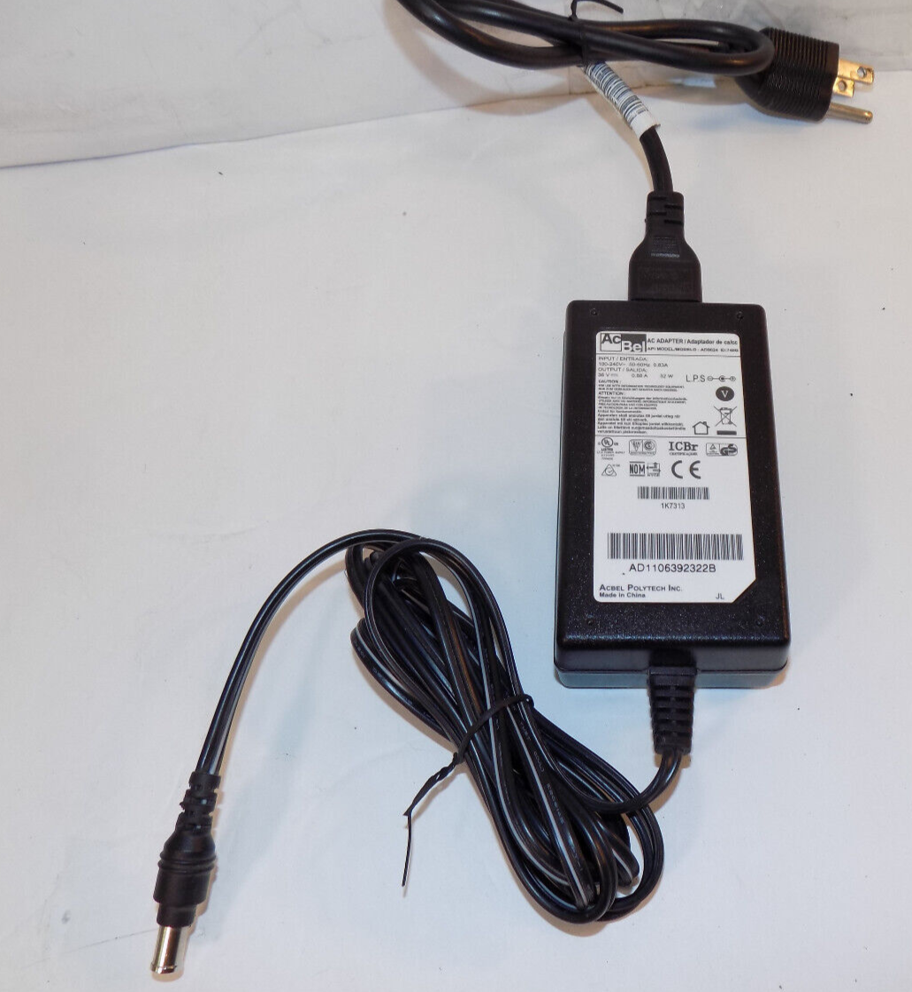 AcBel AD9024 ID 740G AC Adapter Power Supply In 100-240V Out 36V 32W 0.88A