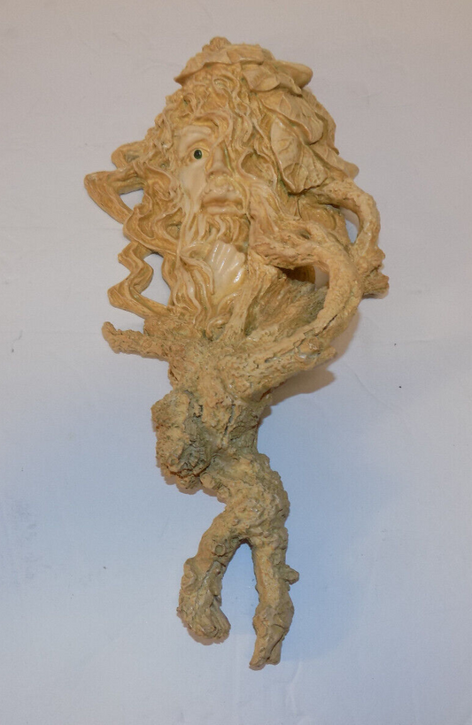Green Man Leaf Tree Face Wall Hanging Plaque 13.5 Inch Resin