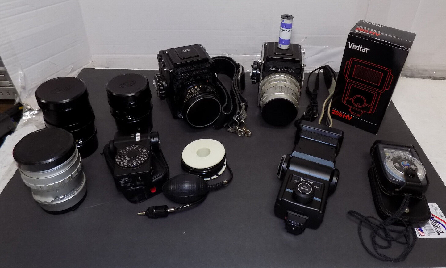 Kowa Super 66 Kowa Six 120 Film SLR Cameras w/ Lenses Bag and Accessories