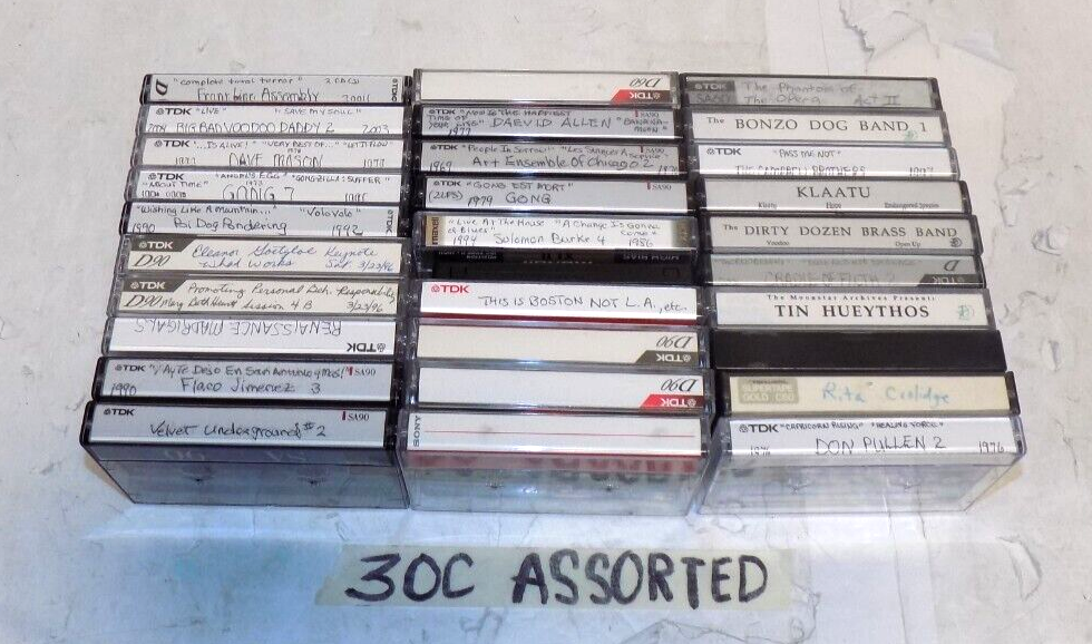 Mixed Lot of 30 TDK Cassette Tapes SA 90 D90 and More Used Erased