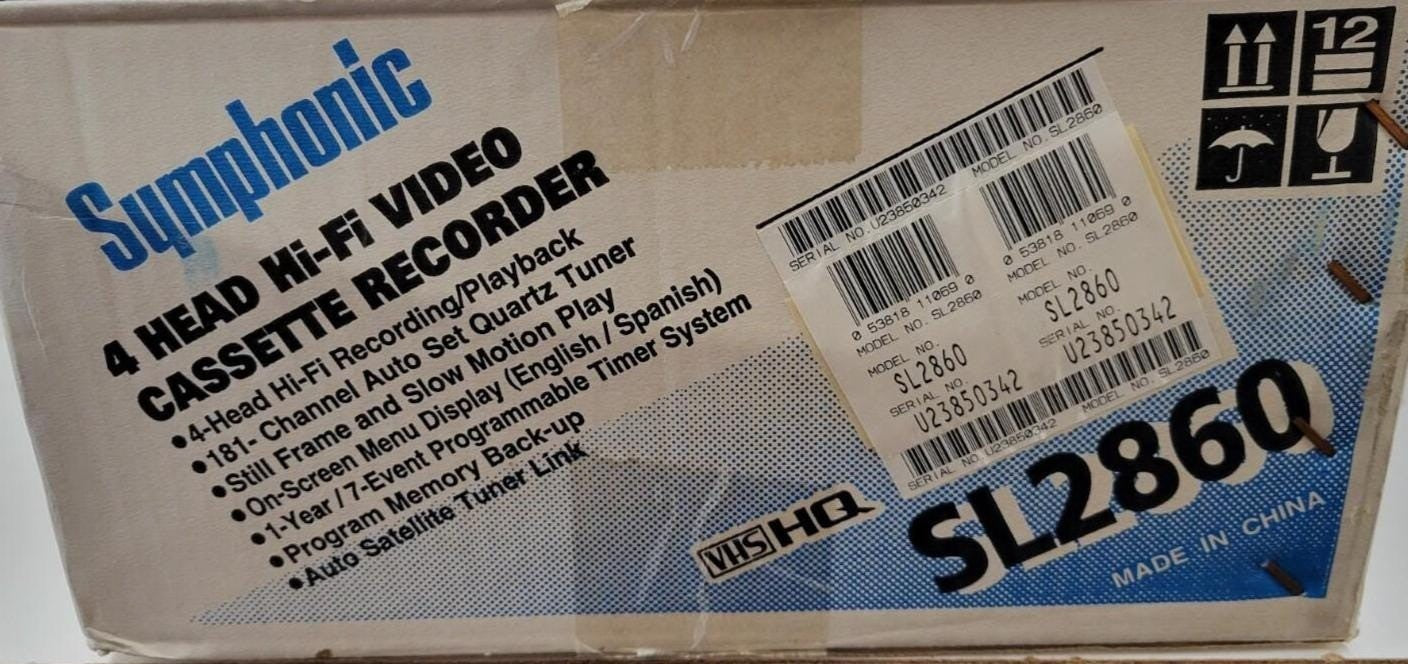 New in Box Symphonic SL2860 4 Head Hi-Fi VHS VCR Vhs Player with HDMI Adapter