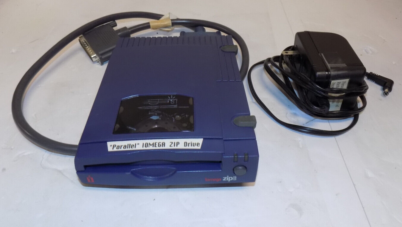 Iomega Zip 100 External Parallel Port Disk External Drive Z100P2 with Cables