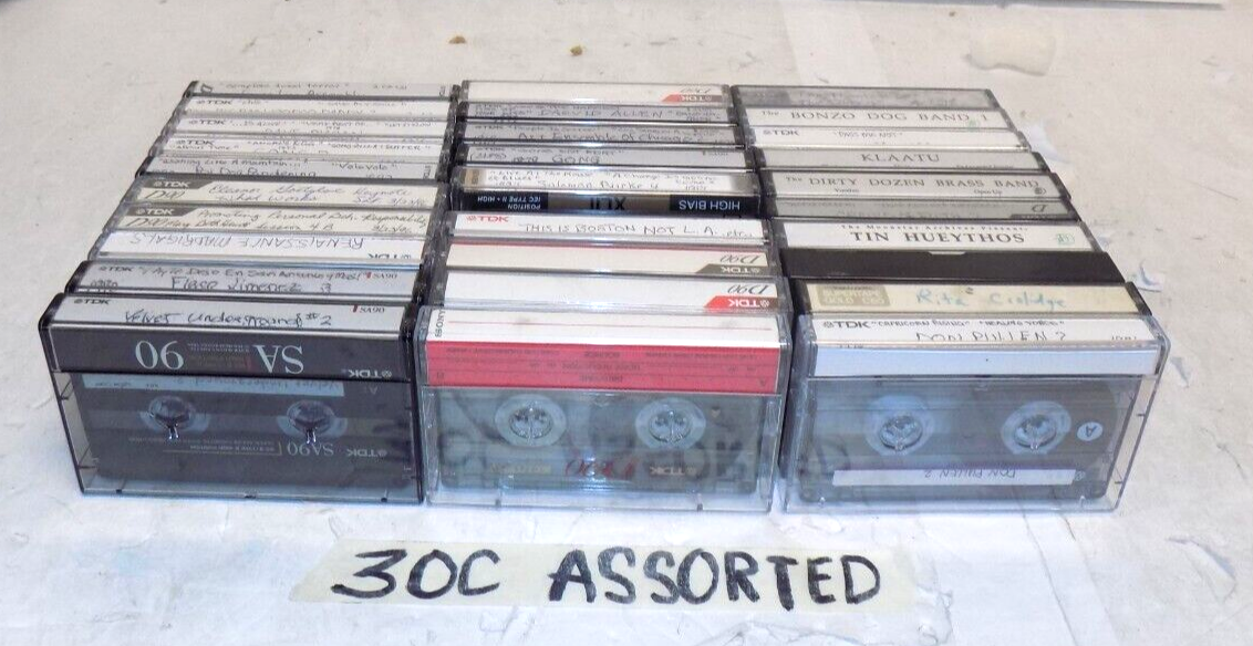 Mixed Lot of 30 TDK Cassette Tapes SA 90 D90 and More Used Erased