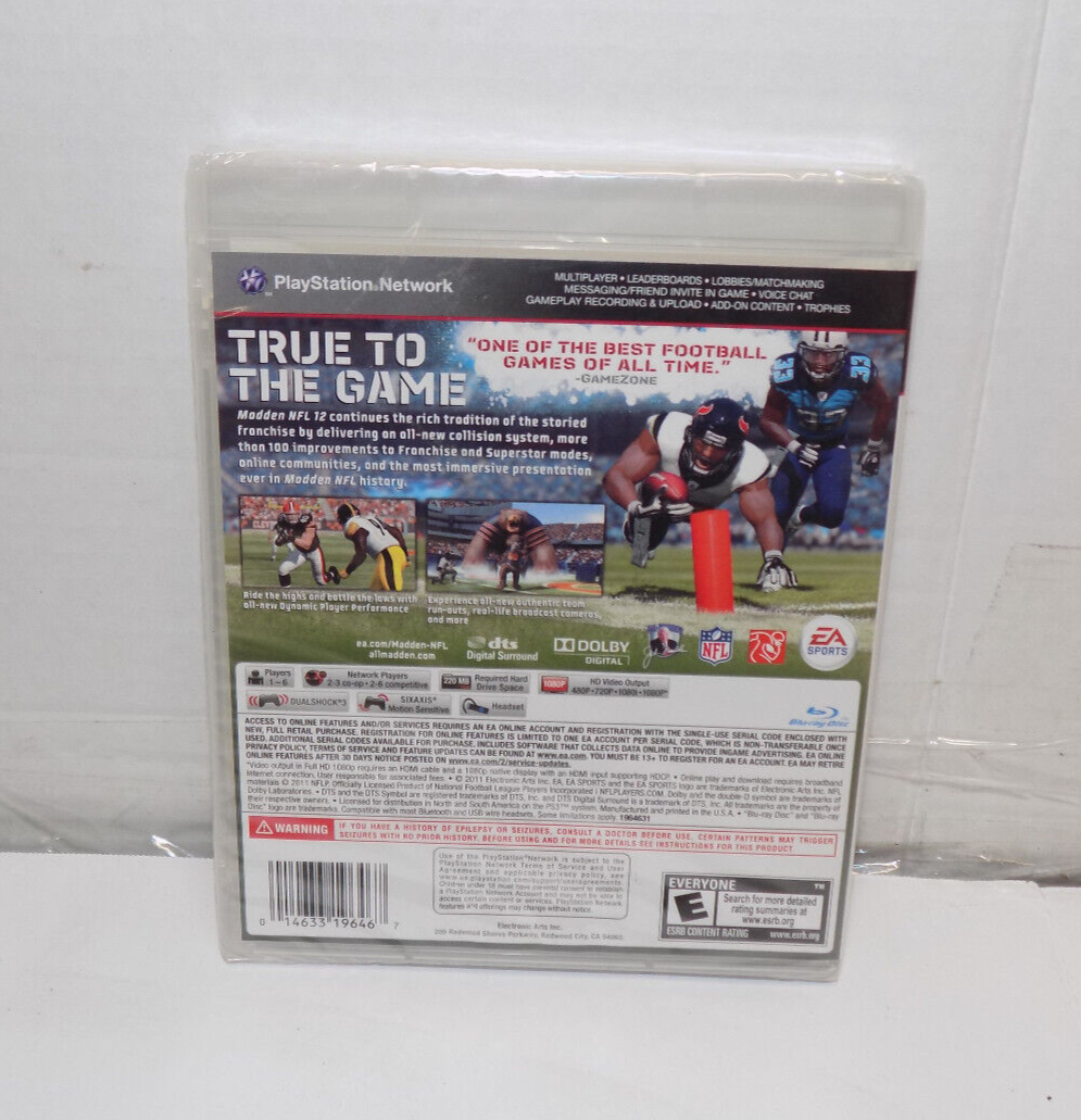 PS3 Madden NFL 12 Sony PlayStation 3 Brand New Sealed