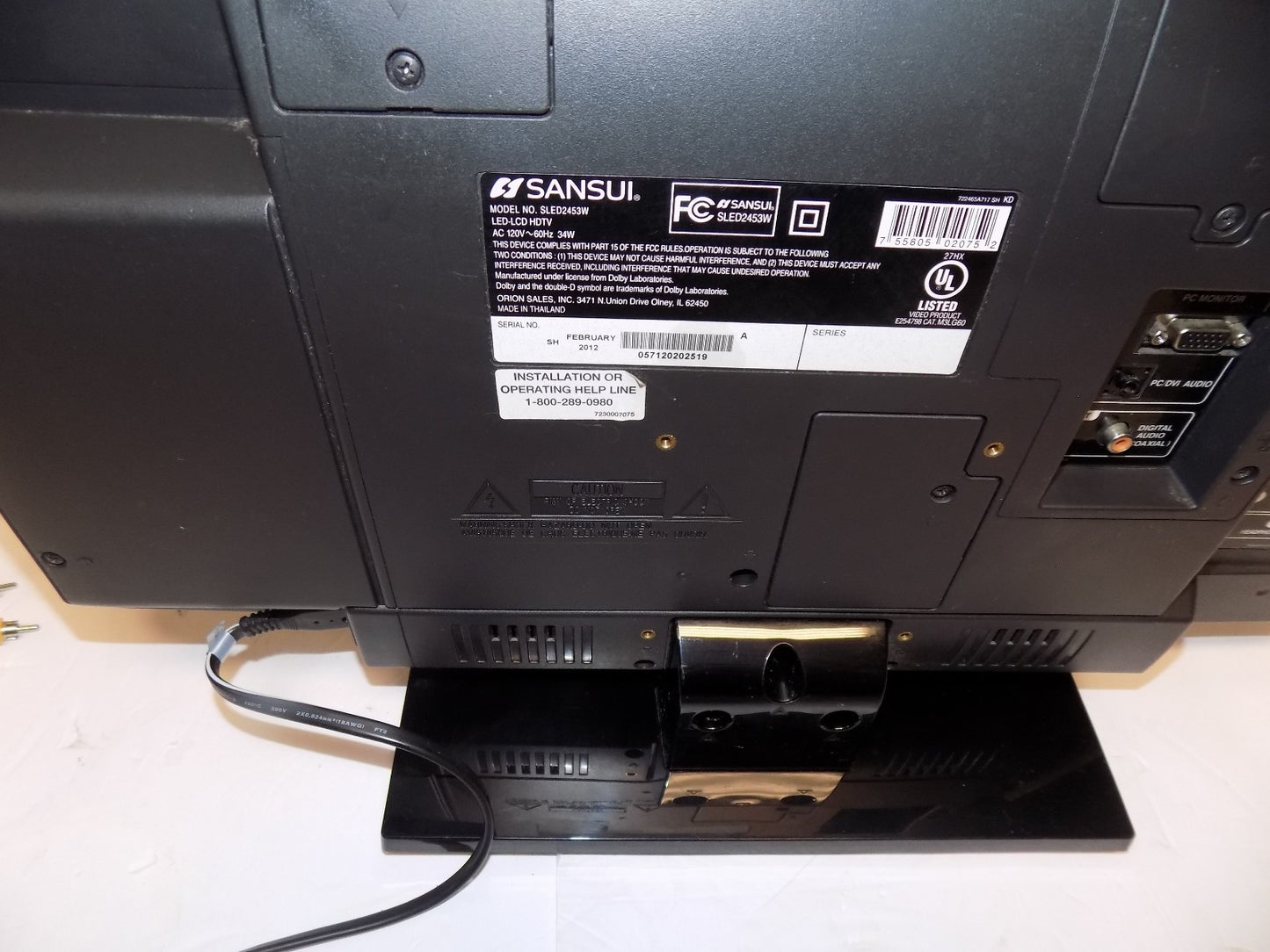 Sansui SLED2453W 24 inch LED TV 1080p Flat Screen PC Monitor HDMI No Remote