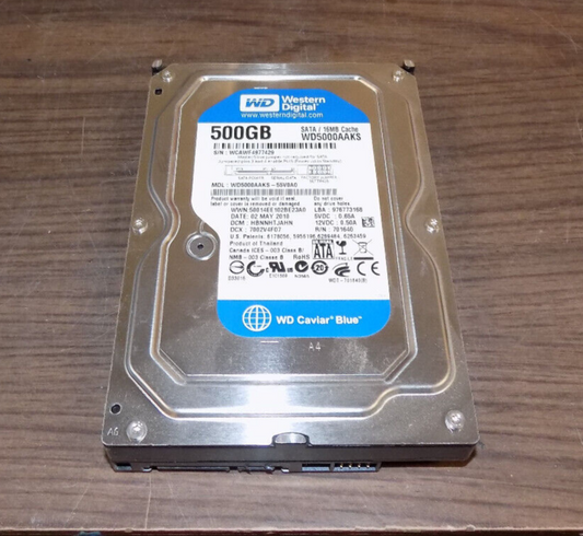 Western Digital 500GB Hard Drive Model WD5000AAKS-55V0A0 Caviar Blue