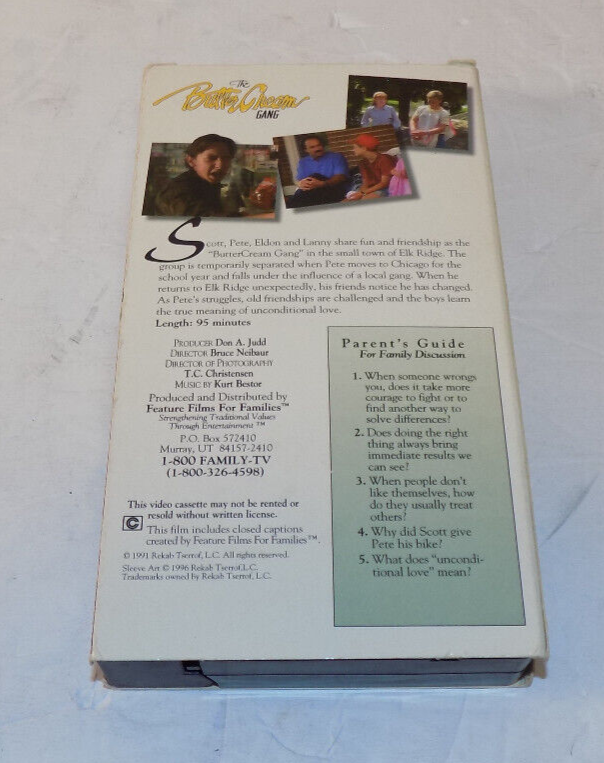 The ButterCream Gang VHs Tape 1991 Feature Films For Families