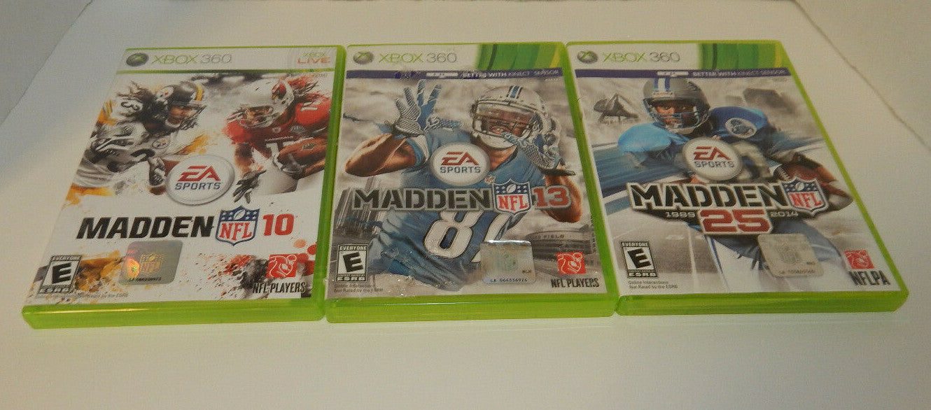 Lot of 3 Xbox 360 Madden NFL Games Madden NFL 10 NFL 13 NFL 25