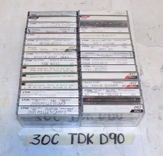 Lot of 30 TDK D90 Cassette Tapes Pre-Owned Used Erased