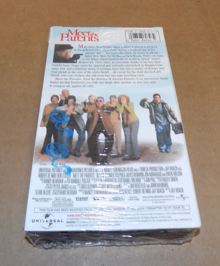 Meet The Parents VHS Tape Robert De Niro Ben Stiller Universal New Sealed