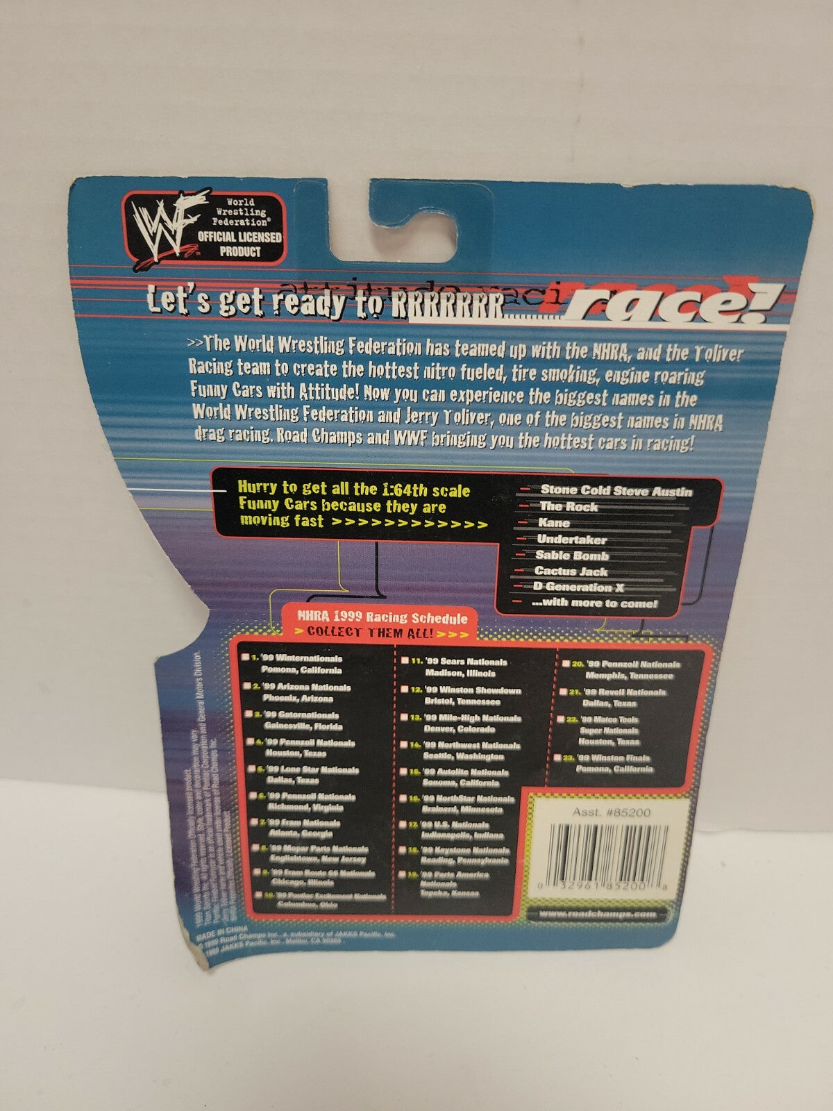 1999 Road Champ WWE WWF Attitude Racing MANKIND Pontiac Firebird Car w/Figure 