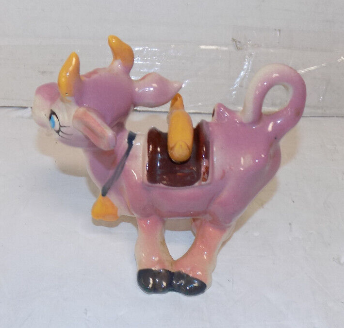 Vintage Thames Japan Ceramic Pink Milk Cow Blue Eyes 4.75 Inches Tall