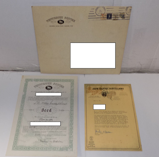 Jack Daniels Tennessee Squire Association 1982 TSA Welcome Letter with Deed Card