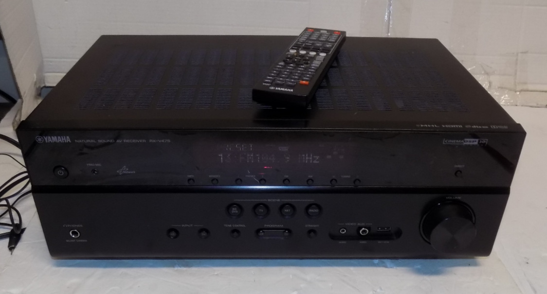 Yamaha RX-V475 Stereo Receiver 5.1 Channel HDMI USB Headphone Jack Remote Bundle