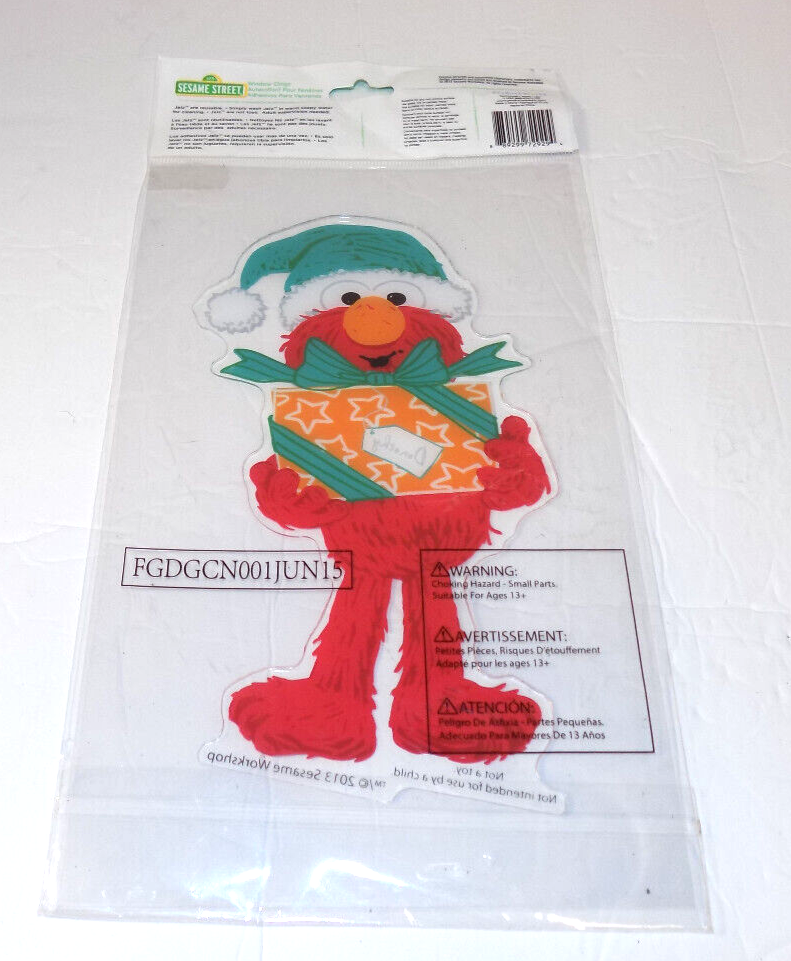 Sesame Street ELMO 8”X 4” CHRISTMAS Reusable Window Cling Sticker Washable New