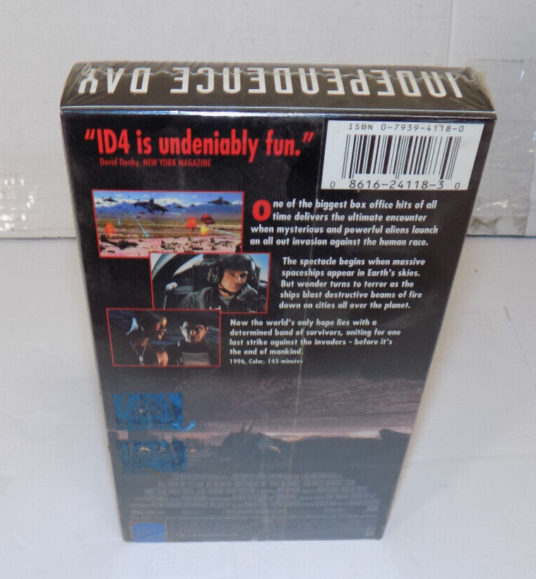 Sealed VHS Independence Day Movie VHS 1996 Fox Video 3D Box Will Smith NEW
